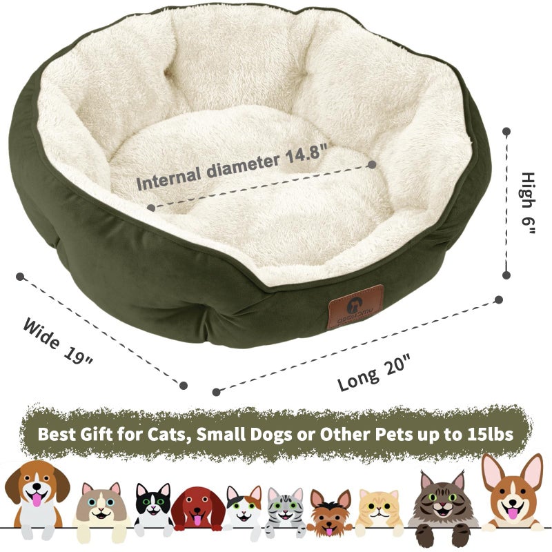 Asvin Small Dog Bed for Small Dogs, Cat Beds for Indoor Cats, Pet Bed for Puppy and Kitty, Extra Soft & Machine Washable with Anti-Slip & Water-Resistant Oxford Bottom, Green, 20 inches - Image 3